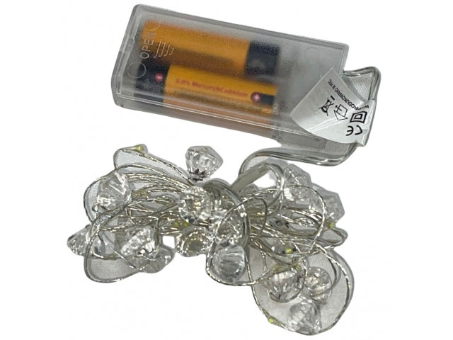 lampki 20 led na baterie KRYSZTAŁKI zimny biały 613