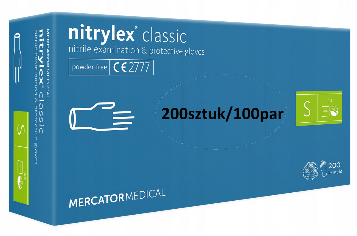rękawice nitrylowe 200szt niebieskie rozm: S