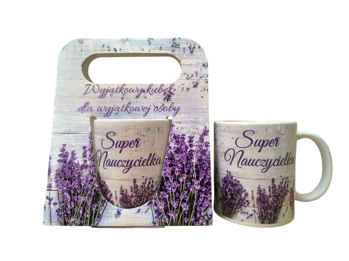 kubek w ozdobnym opakowaniu Super Nauczycielka 300 ml