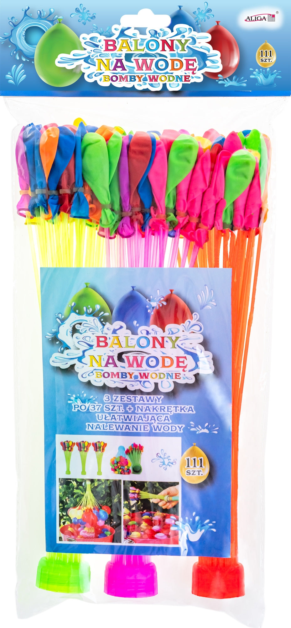 balony wodne 111szt. z nakrętką do nalewania wody | BW-3972
