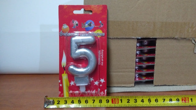 świeczka 24szt.  cyfra srebrna ,,5''