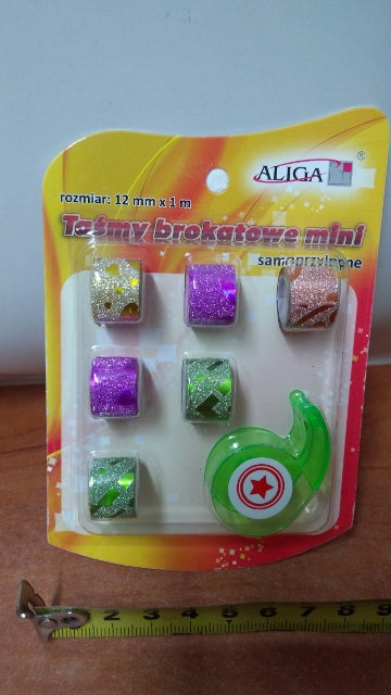 mini taśma brokatowa 6szt. + gilotyna 12mm x 1m