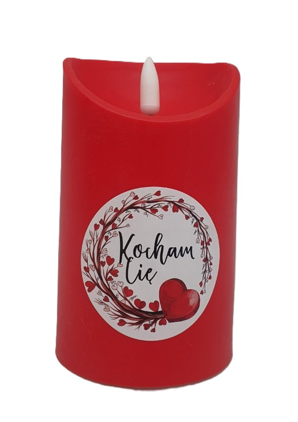 świeca led na baterie z płomieniem Kocham Cię