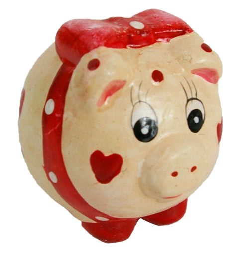 figurka 16szt. świnka ceram. z kokardą 5x5cm | DE-367PY