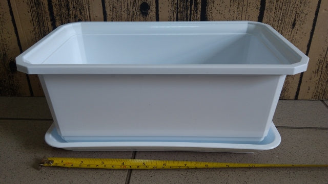 doniczka balkonowa z podstawką 30cm  BIAŁA