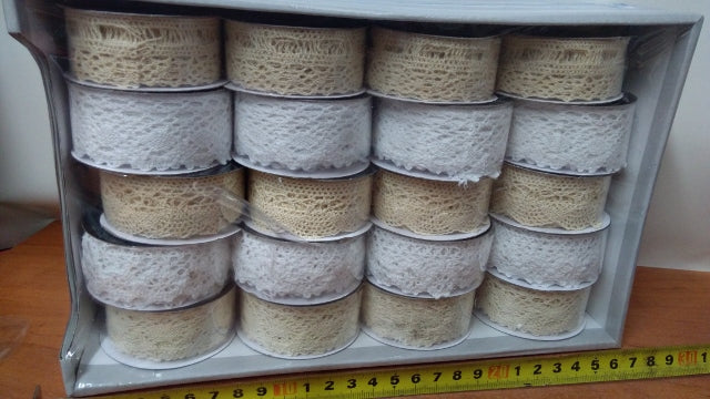 wstążka koronka biała/ecru 3cmx3m | H021