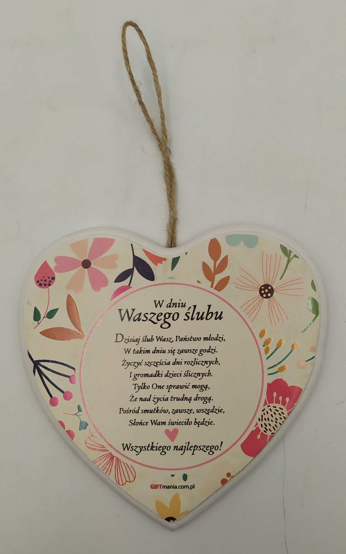 tabliczka/zawieszka serce W DNIU ŚLUBU