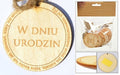 zawieszka drewniana lub do przyklejenia   z tekstem "W DNIU URODZIN" 10 szt. OZD-18