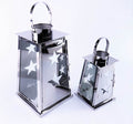 latarnia metalowa 2 szt wys. 38 x 22 x22 cm i 25 x 15 x 15 cm