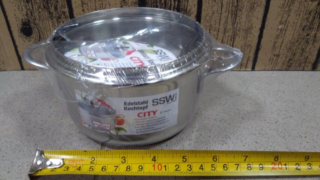 garnek 1,2l. ze stali nierdzewnej + szklana pokrywka fi-14 CITY