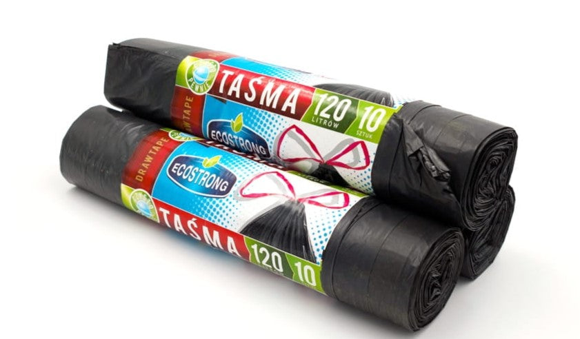 worki na śmieci z taśmą ściągającą 120l 10szt.