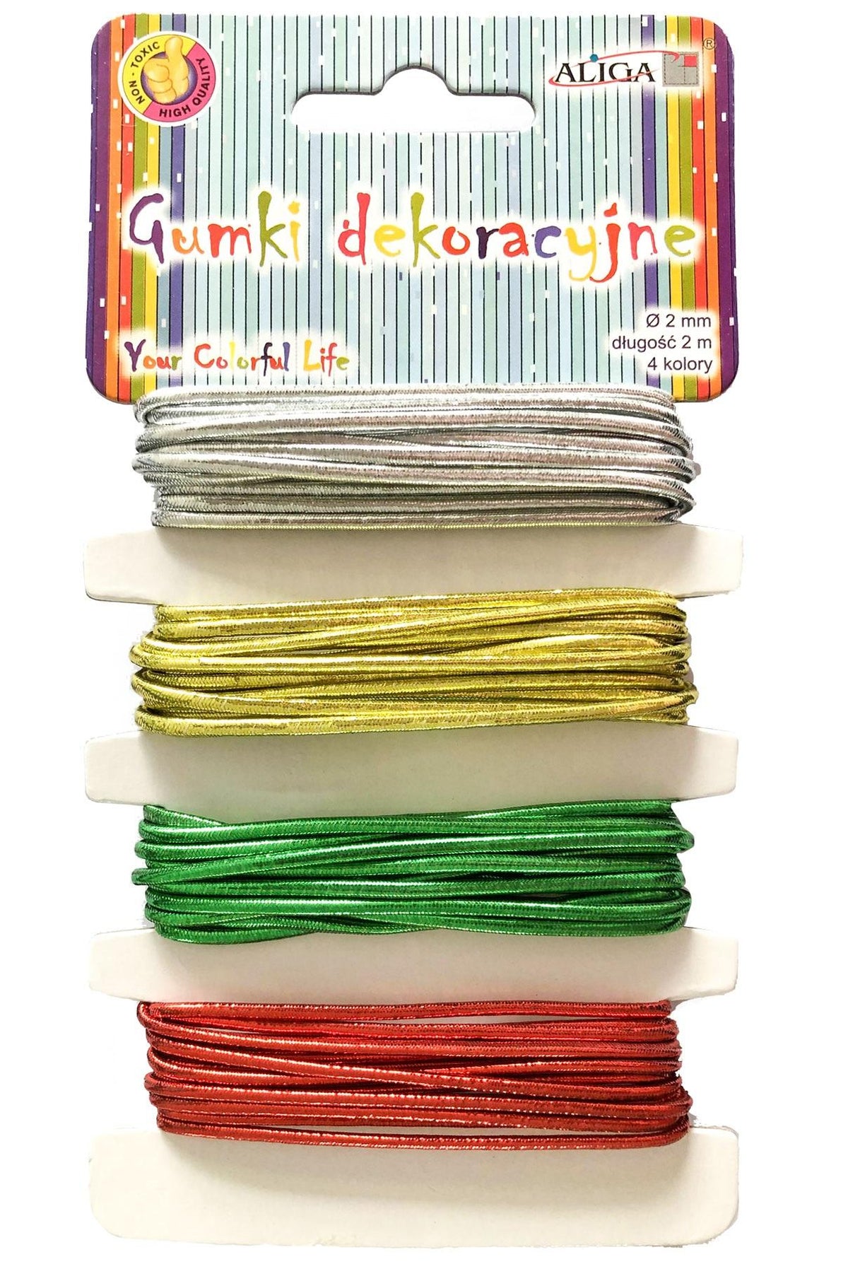 gumki dekoracyjne na blistrze 2mm x 2m sr, zł, zi, cz | GUM-6434