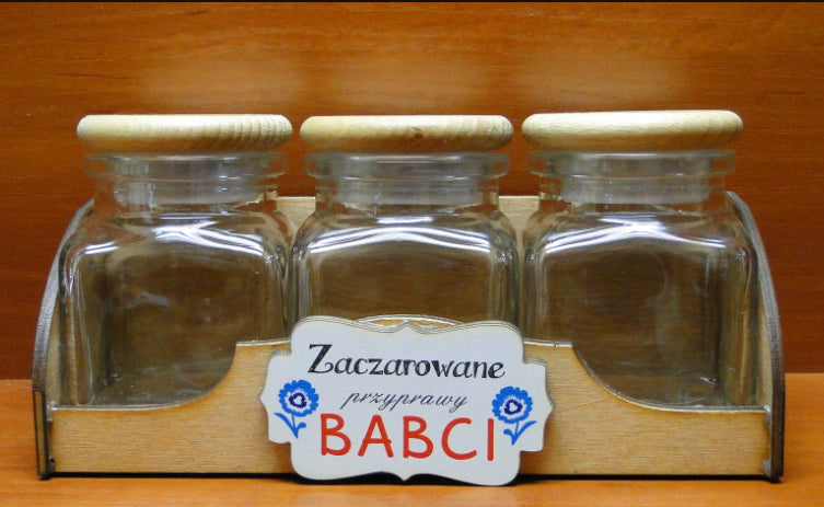 półka + 3 słoiczki BABCIA