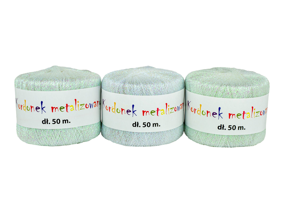 kordonek metalizowany perłowy 2mm x 50m, op.3szt. KOB-03