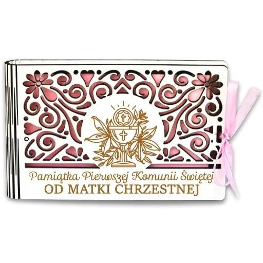 pudełko na pieniądze banknotówka KOMUNIA- od MATKI CHRZESTNEJ – Ażur 3302A-KOM1R-MC
