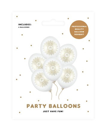 balony 30cm Komunia IHS Metallic Pure White  6szt. | SB14M-110-008-6