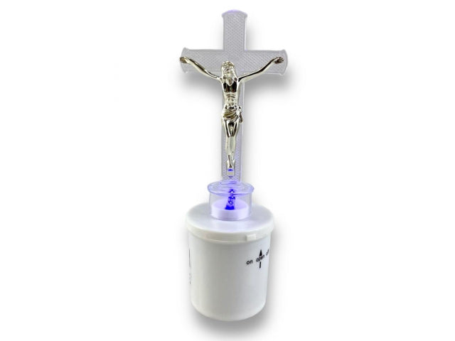 wkład 12szt.  LED duży KRZYŻ BLUE z bateriami 2xR14