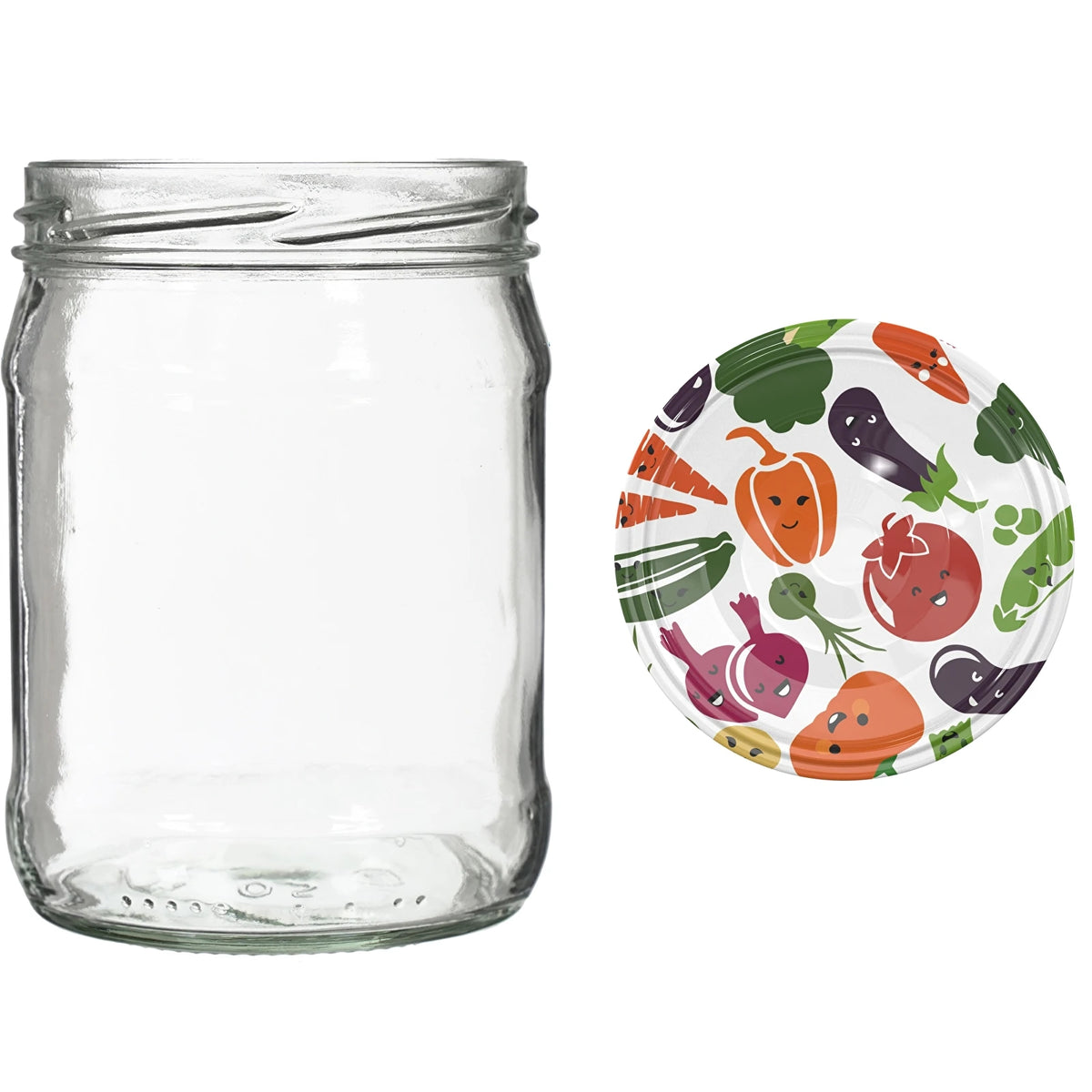 słoik twist off 500 ml z kolorową zakrętką fi82 / 6 - 6szt. 132503