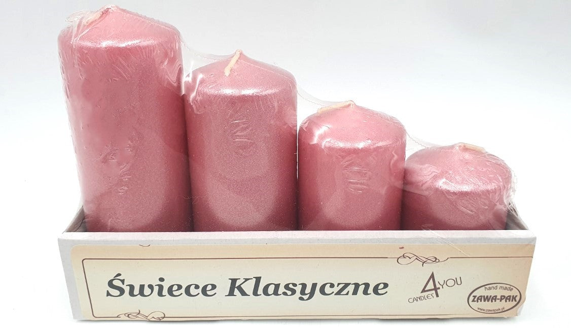 świece walec różowe 4szt. 11-7cm | L39  SET50/4