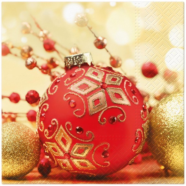serwetki 33 x 33 cm Red and gold bauble 20szt. 00-95