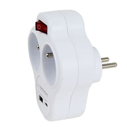 rozgałęźnik elektryczny z wyłącznikiem 2 gniazda z ładowarką USB-C/USB-A  ELK311W