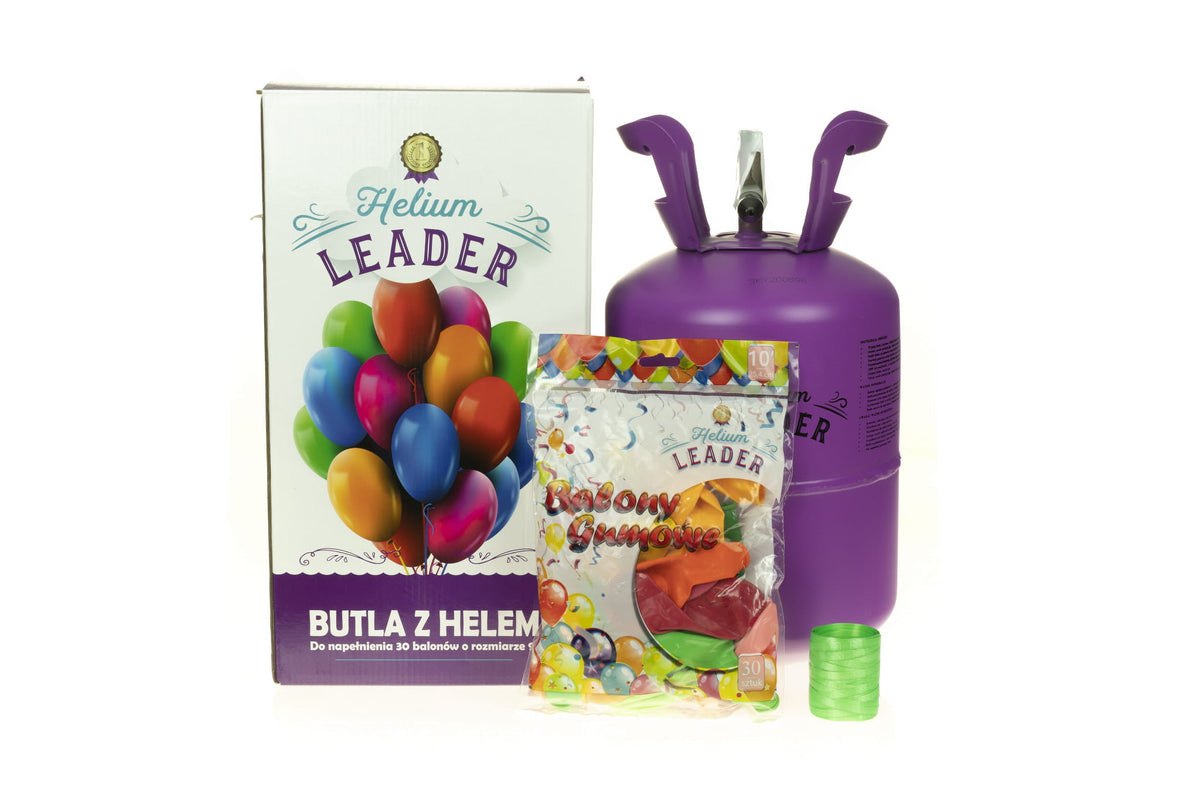 butla z helem 30 balonów + balony, wstążka