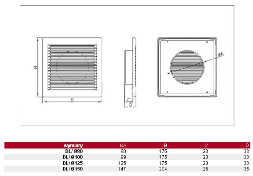 kratka wentylacyjna LUX DL/125 RW biały Dospel 007-0166