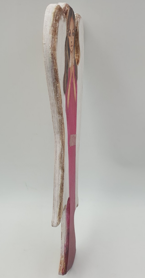 anioł drewniany malowany  dla Babci  30 cm