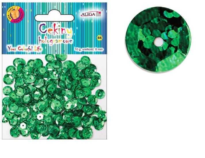 cekiny   hologramowe C. ZIELONE 8mm 10g | MT-6595