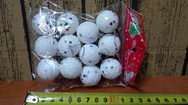 bombki 12szt.  BIAŁE  w worku
