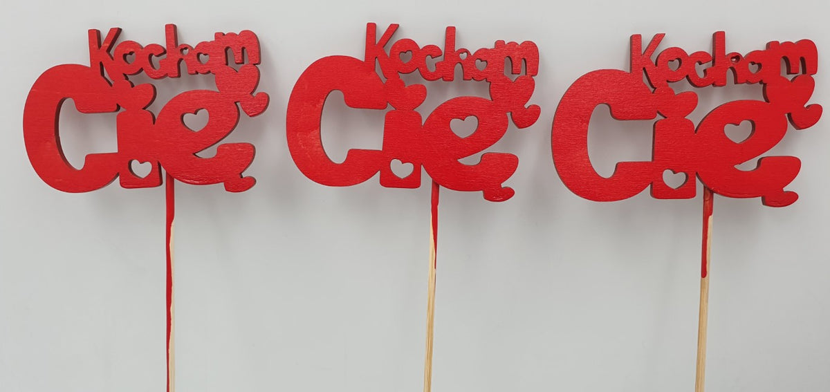 pik drewniany z napisem "Kocham Cię"  3szt.
