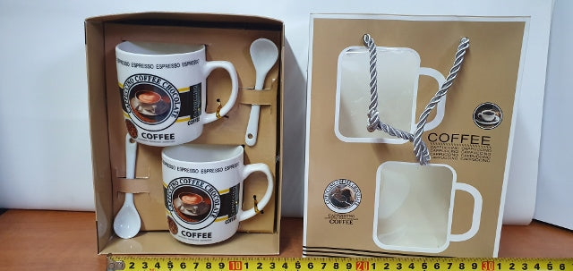kpl.2 kubków+łyżeczki w torebce COFFEE 12-006