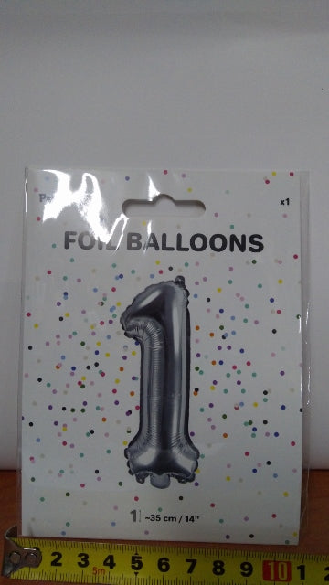 balon foliowy ,,1'' SREBRO 35cm | FB10M-1018