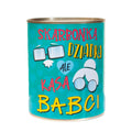 skarbonka metalowa urodzinowa z napisem " Skarbonka DZIADKA ale kasa BABCI". 10x11.6 cm