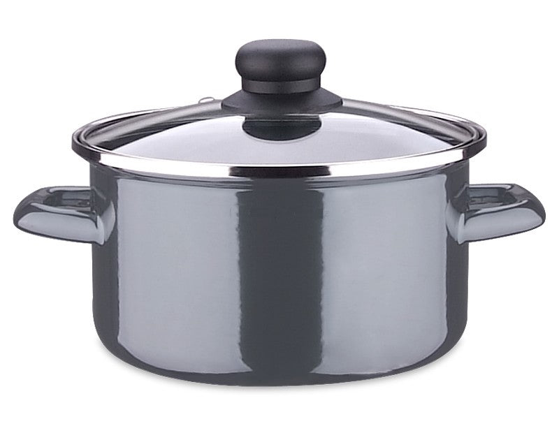 garnek emaliowany + pokrywka 14cm BLACK | 120214