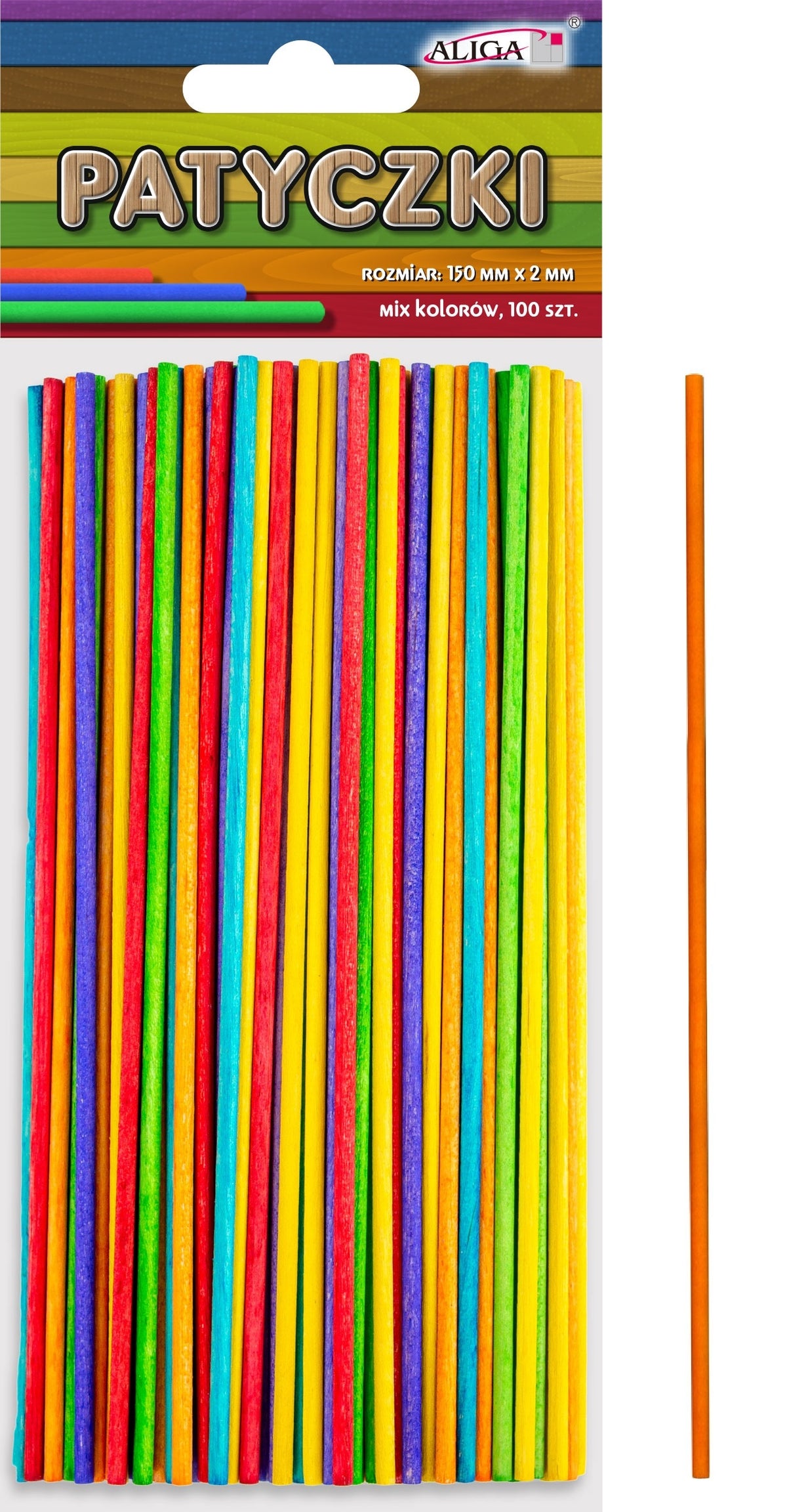 patyczki PK-2150 okrągłe mix kolorów 150x2mm,op.100szt.