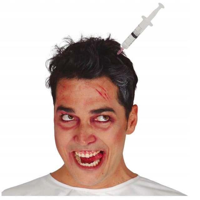 opaska hallowen STRZYKAWKA w głowie ZOMBIE