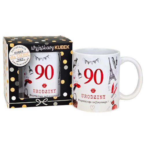 kubek na 90 urodziny dla kobiety (czerwony) 3309-UR16-90