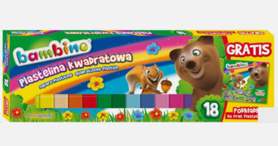 plastelina 18kol. kwadratowa BAMBINO