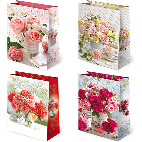 torebki ozdobne 10szt. T-4L set 119 Kwiaty bukiety 16 x 24 x 7,5 cm