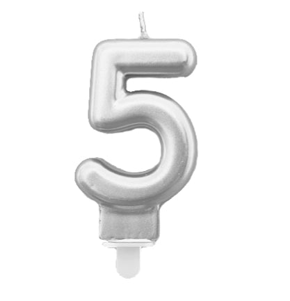 świeczka 24szt.  cyfra srebrna ,,5''