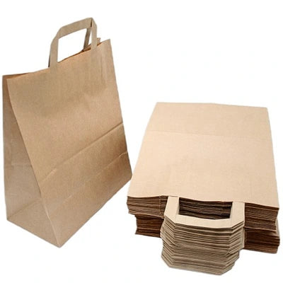 torba papierowa 25szt. płaska rączka szara 32 x 12 x 40cm