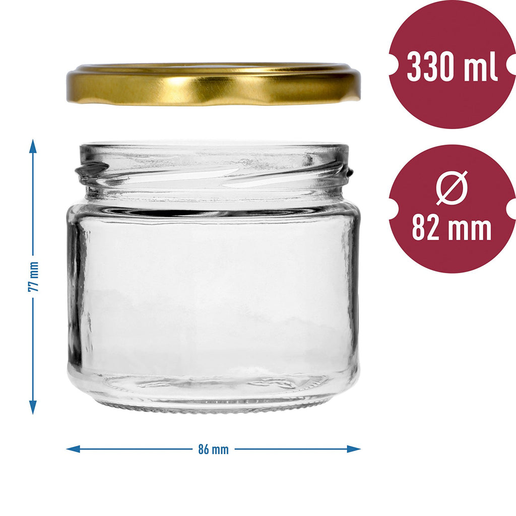 słoik 330ml z złotą zakrętką fi 82/6 6szt.