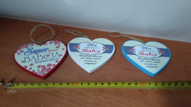 serce drewniane zawieszka BABCIA 10cm