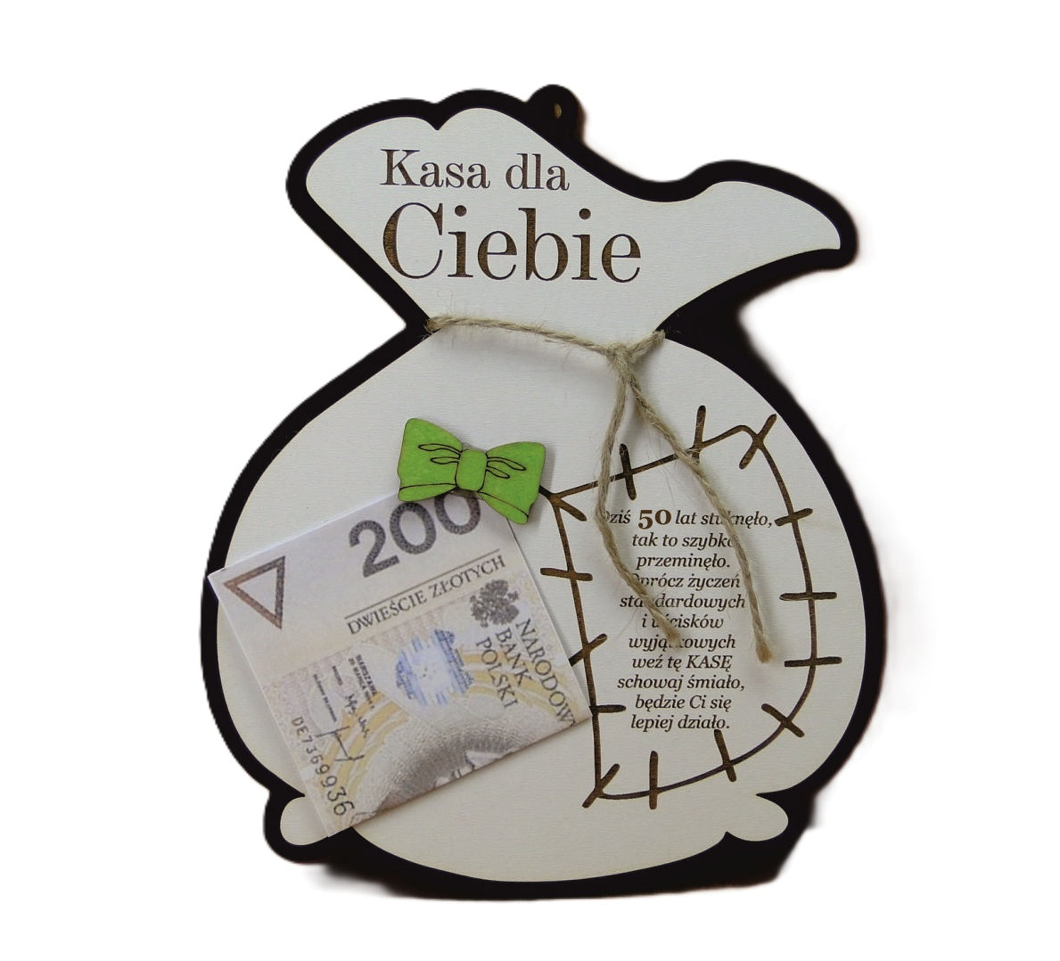 worek KASA DLA CIEBIE ''50''   21 x 13 cm.    P242W50