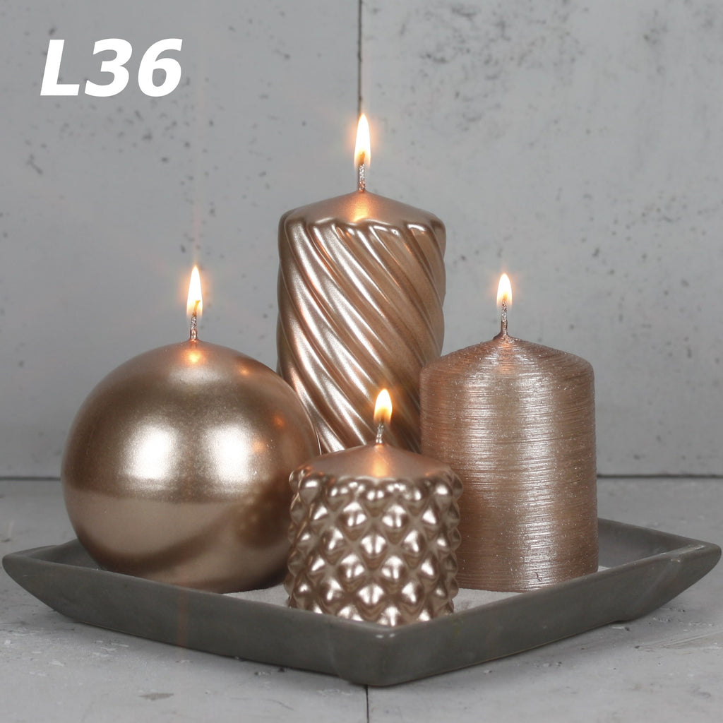 świece walec różowe złoto  4szt. 11-7cm  | L36 SET50/4