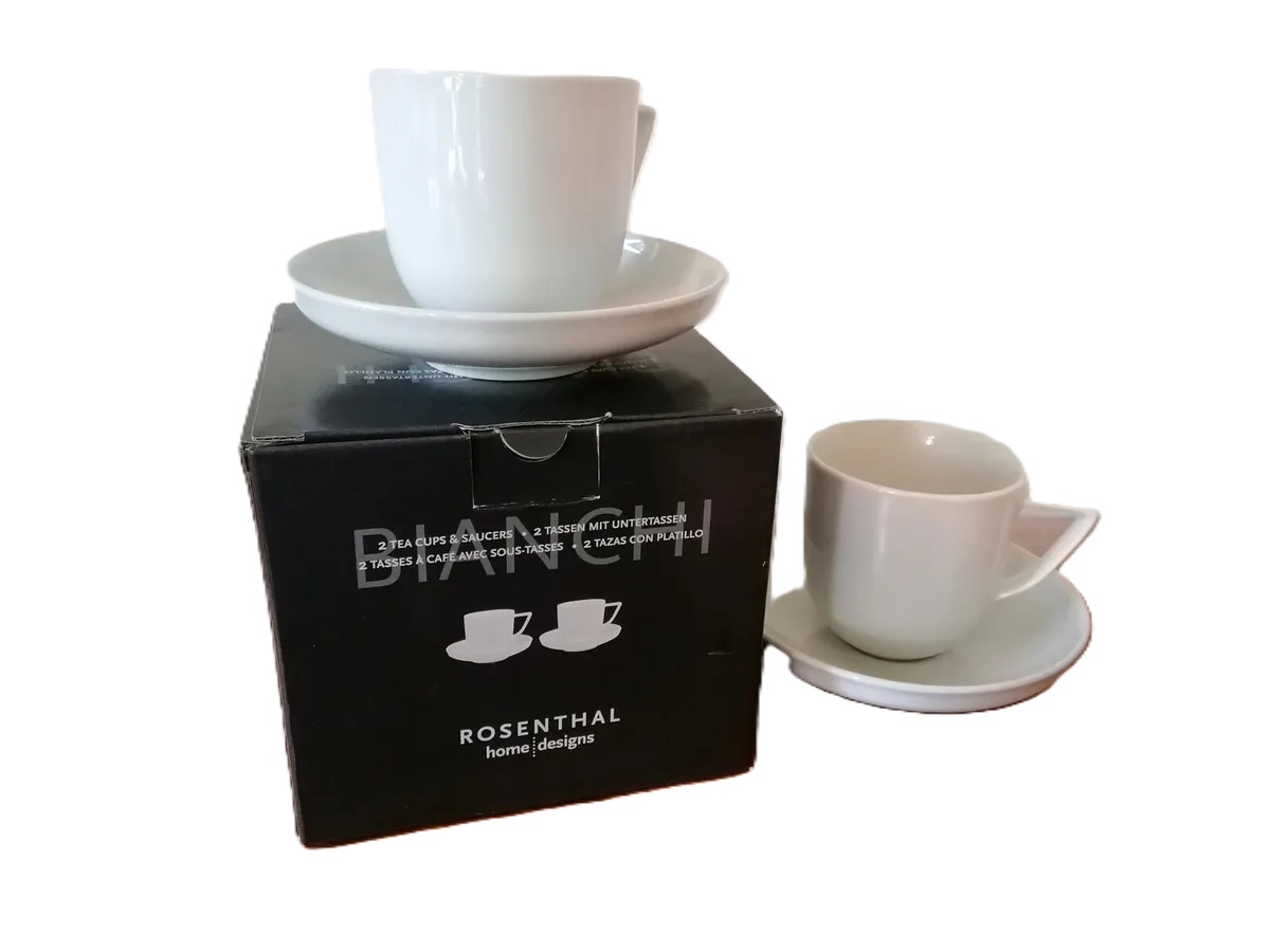 komplet 2 filiżanek ze spodkami do espresso  białe ROSENTHAL