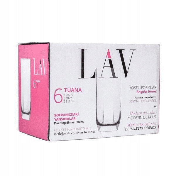 komplet 6 szklanek  do napojów 330ml LAV