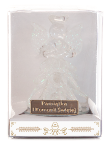 aniołek szklany Pamiątka Pierwszej Komunii Świętej 6cm