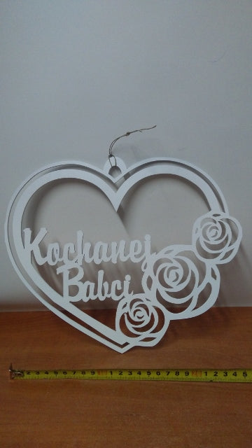 serce wiszące 30cm ażur BABCIA